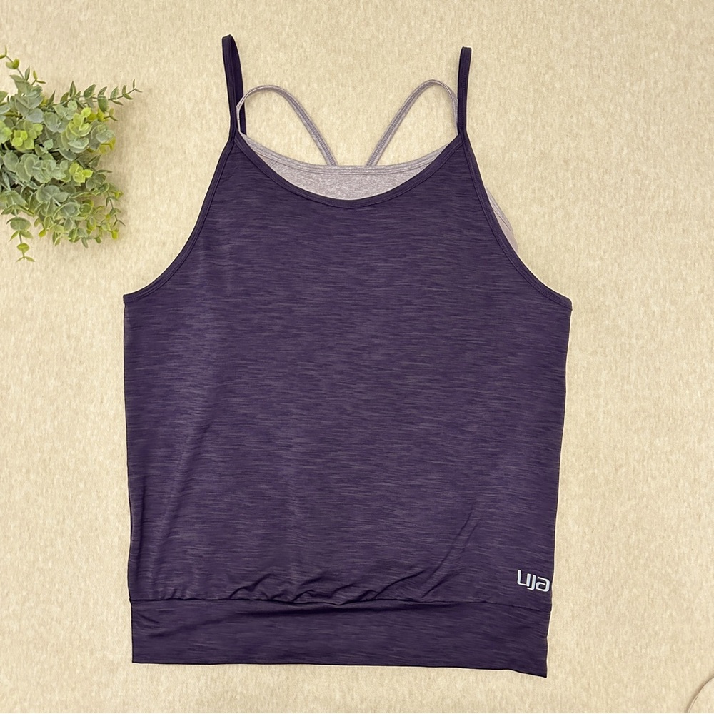 Lija Women's Purple Sport Bra with Attached Polyester Tank Top Size S